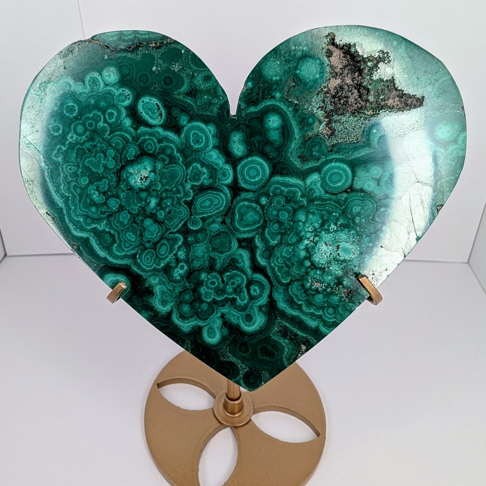 Malachite Heart Natural Crystal Carving - Picture 2 of 6